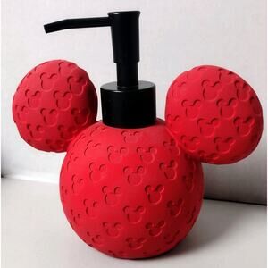 New~Disney Mickey Mouse Lotion~Soap Pump Dispenser Red - Embossed Mickey Heads